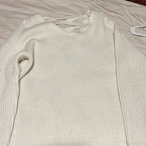 White sweater with criss cross back
